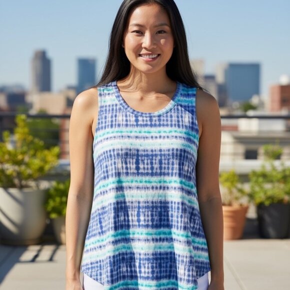 Architect Woman Tops - 533 WOMENS BLUE 2X TIE DYE TANK TOP BY ARCHITECT WOMAN